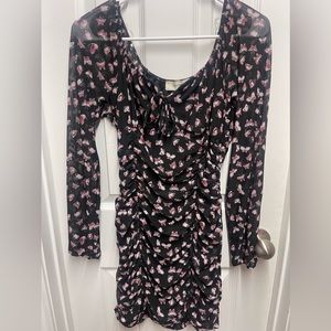 Butterfly ruched body-con mini dress